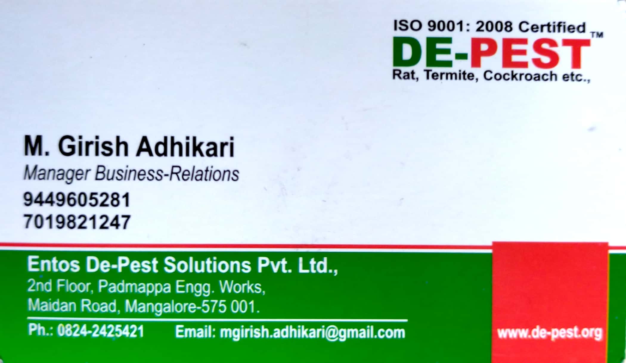 ENTOS DE PEST SOLUTIONS PVT LTD